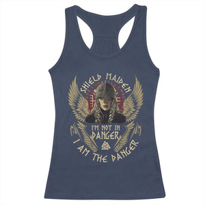 Shield Maiden Racerback Tank Top I Am The Danger Female Warrior Scandinavian Folklore Mythology TS09 Navy Print Your Wear