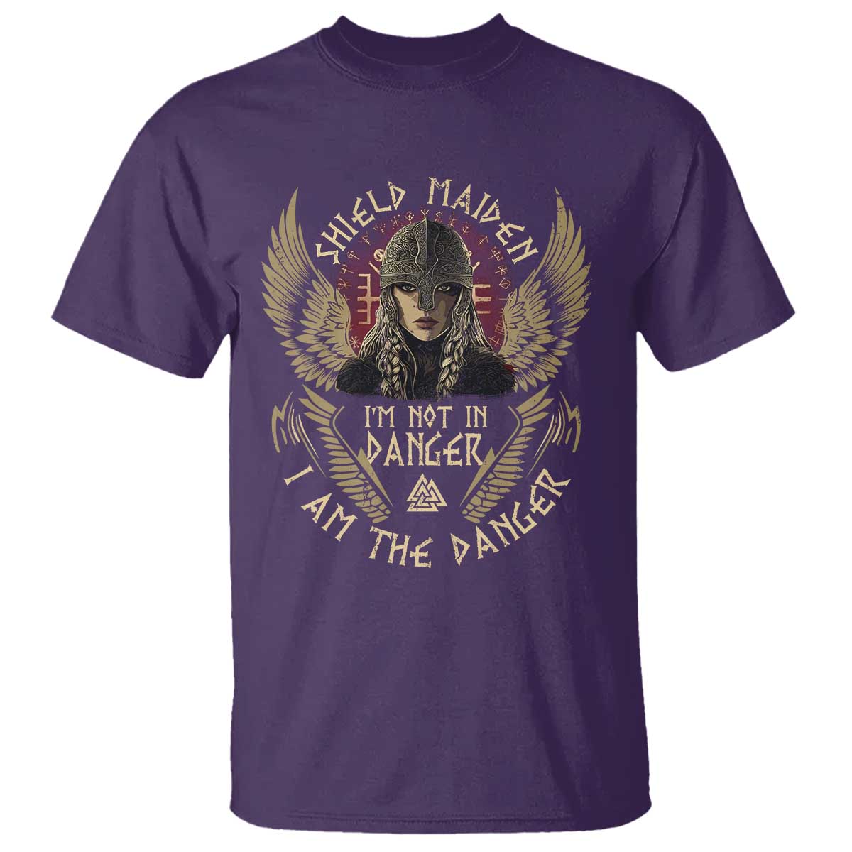Shield Maiden T Shirt I Am The Danger Female Warrior Scandinavian Folklore Mythology TS09 Purple Print Your Wear