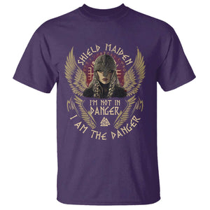 Shield Maiden T Shirt I Am The Danger Female Warrior Scandinavian Folklore Mythology TS09 Purple Print Your Wear