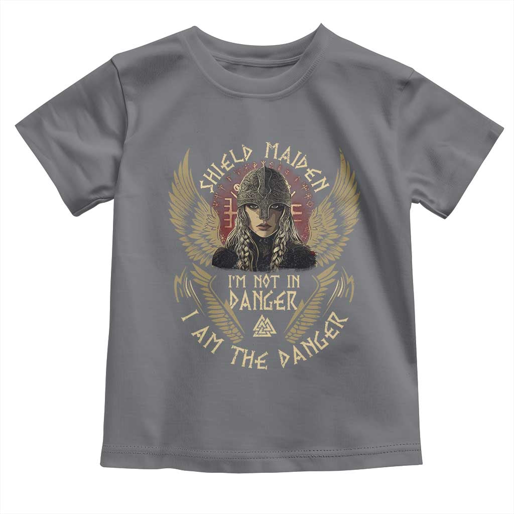 Shield Maiden Toddler T Shirt I Am The Danger Female Warrior Scandinavian Folklore Mythology TS09 Charcoal Print Your Wear