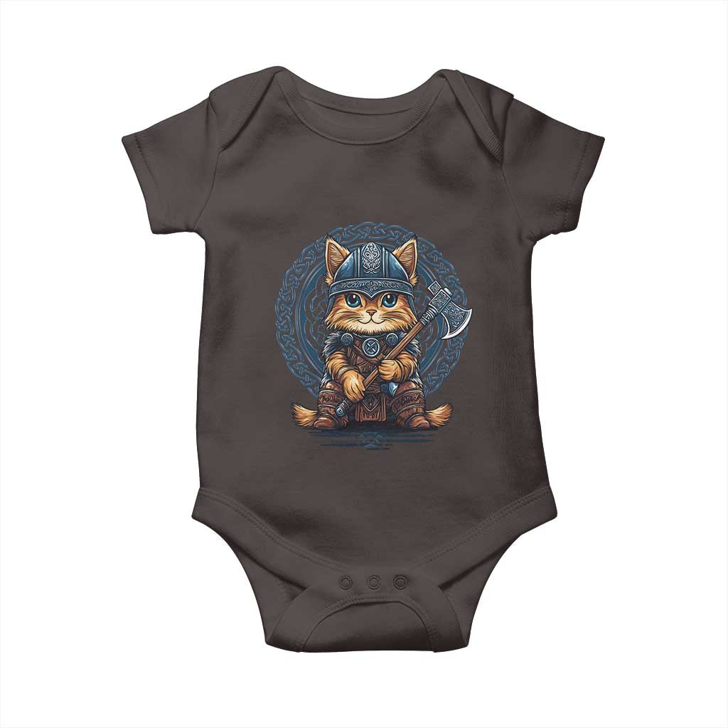 Nordic Norse Viking Cat Warrior Baby Onesie TS09 Dark Chocolate Print Your Wear
