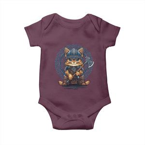 Nordic Norse Viking Cat Warrior Baby Onesie TS09 Maroon Print Your Wear
