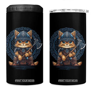 Nordic Norse Viking Cat Warrior 4 in 1 Can Cooler Tumbler TS09 One Size: 16 oz Black Print Your Wear