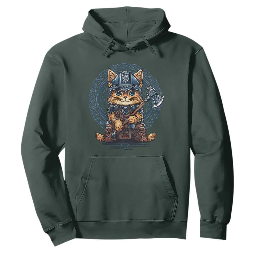 Nordic Norse Viking Cat Warrior Hoodie TS09 Dark Forest Green Print Your Wear