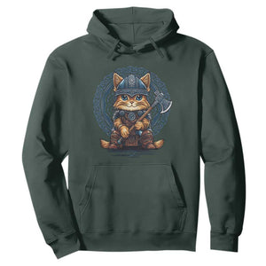 Nordic Norse Viking Cat Warrior Hoodie TS09 Dark Forest Green Print Your Wear