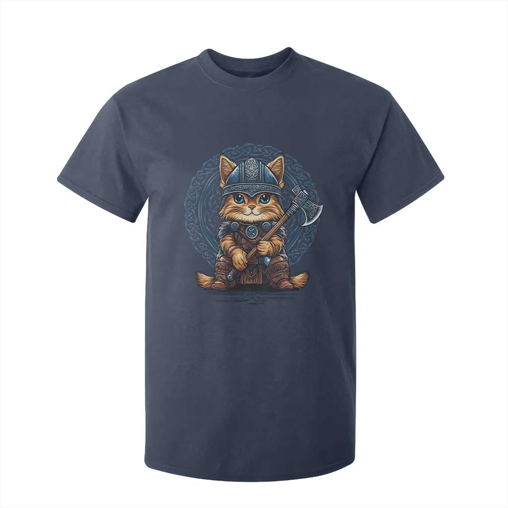 Nordic Norse Viking Cat Warrior T Shirt For Kid TS09 Navy Print Your Wear