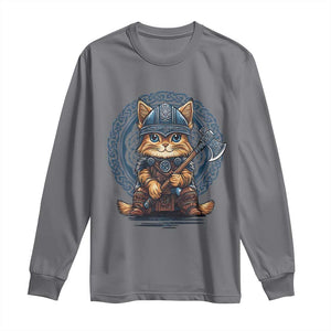 Nordic Norse Viking Cat Warrior Long Sleeve Shirt TS09 Charcoal Print Your Wear