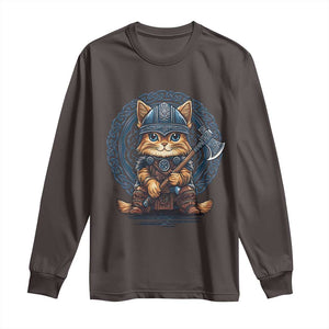 Nordic Norse Viking Cat Warrior Long Sleeve Shirt TS09 Dark Chocolate Print Your Wear