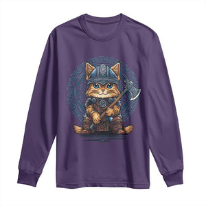Nordic Norse Viking Cat Warrior Long Sleeve Shirt TS09 Purple Print Your Wear