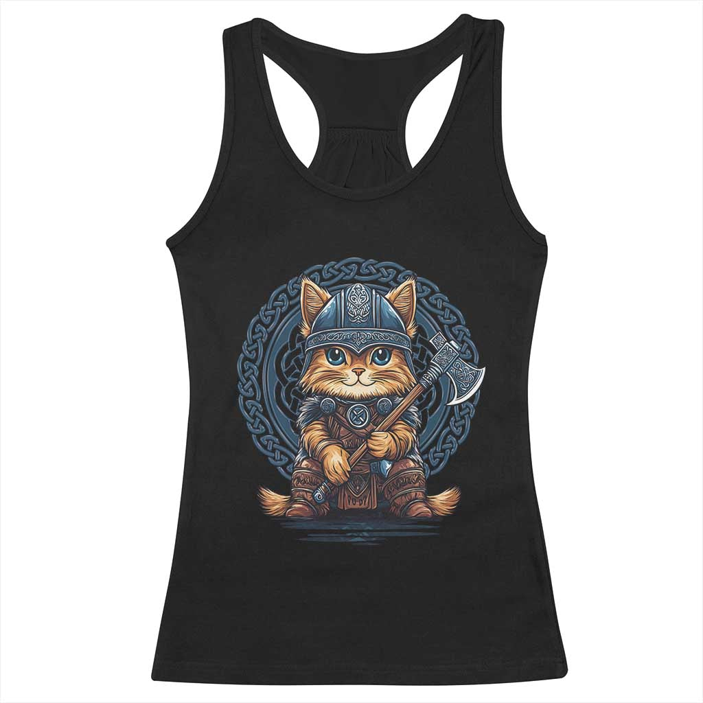 Nordic Norse Viking Cat Warrior Racerback Tank Top TS09 Black Print Your Wear