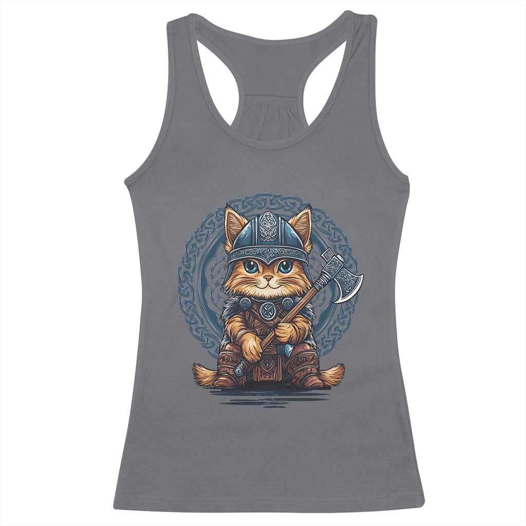 Nordic Norse Viking Cat Warrior Racerback Tank Top TS09 Charcoal Print Your Wear
