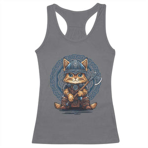 Nordic Norse Viking Cat Warrior Racerback Tank Top TS09 Charcoal Print Your Wear
