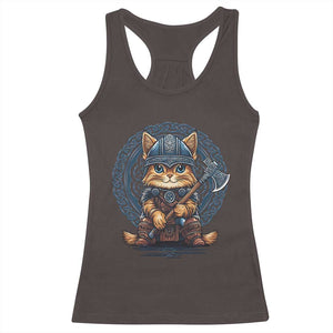 Nordic Norse Viking Cat Warrior Racerback Tank Top TS09 Dark Chocolate Print Your Wear