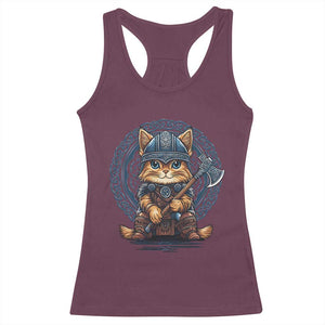 Nordic Norse Viking Cat Warrior Racerback Tank Top TS09 Maroon Print Your Wear