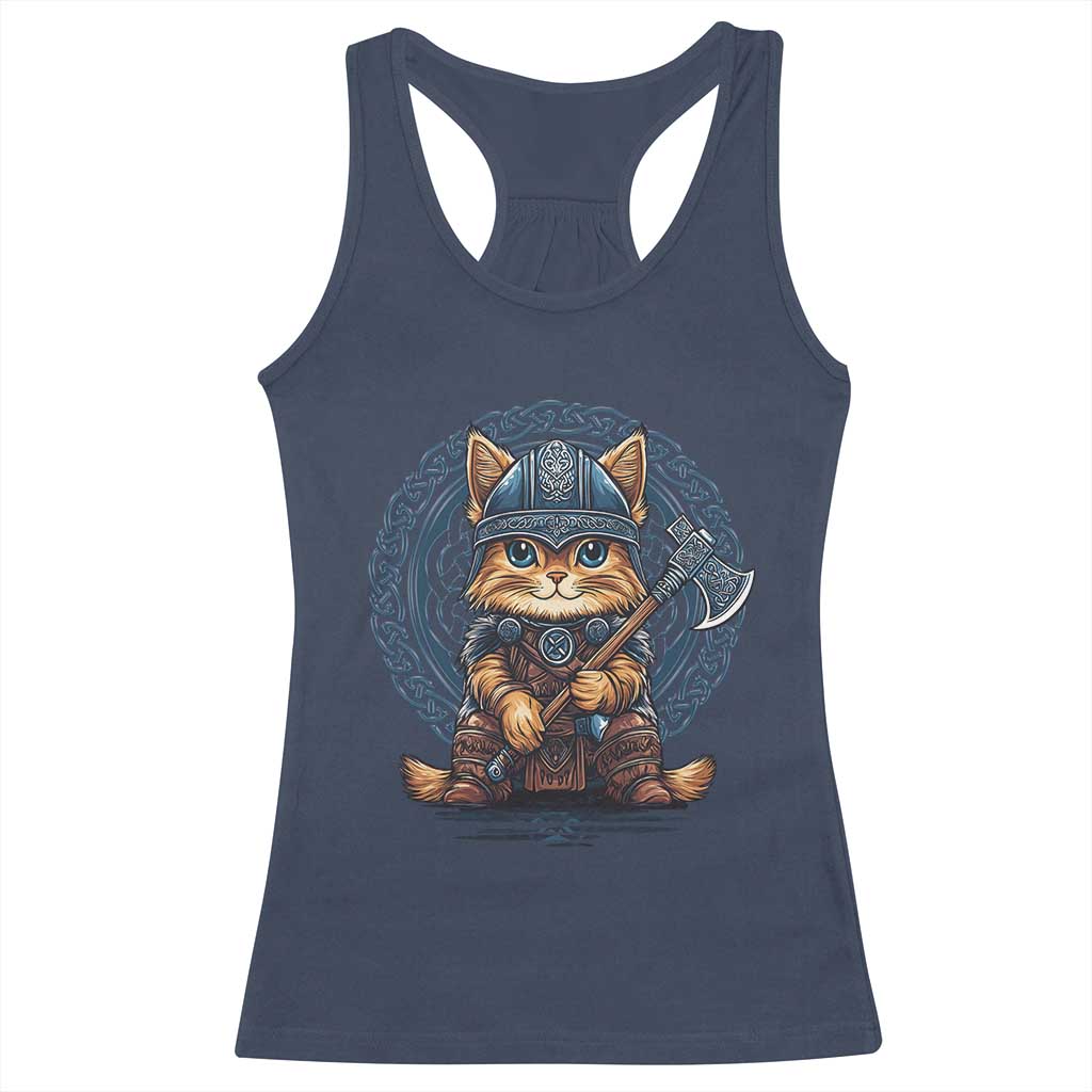 Nordic Norse Viking Cat Warrior Racerback Tank Top TS09 Navy Print Your Wear
