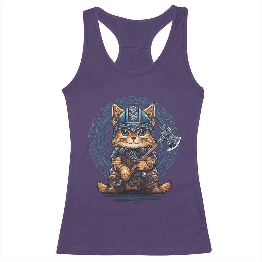 Nordic Norse Viking Cat Warrior Racerback Tank Top TS09 Purple Print Your Wear