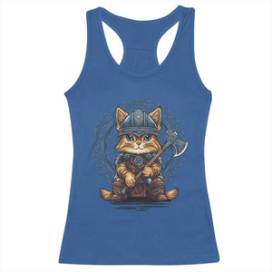 Nordic Norse Viking Cat Warrior Racerback Tank Top TS09 Royal Blue Print Your Wear
