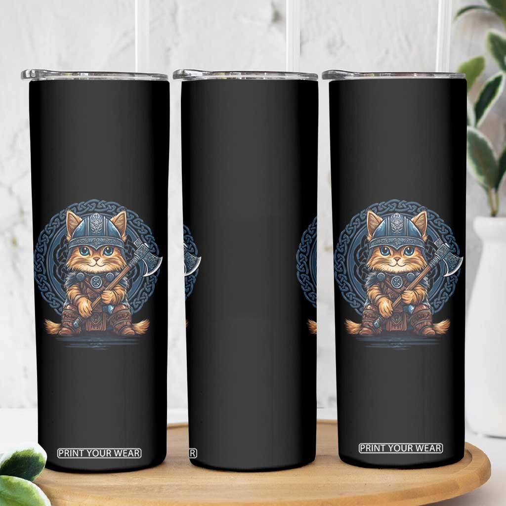 Nordic Norse Viking Cat Warrior Skinny Tumbler TS09 Print Your Wear