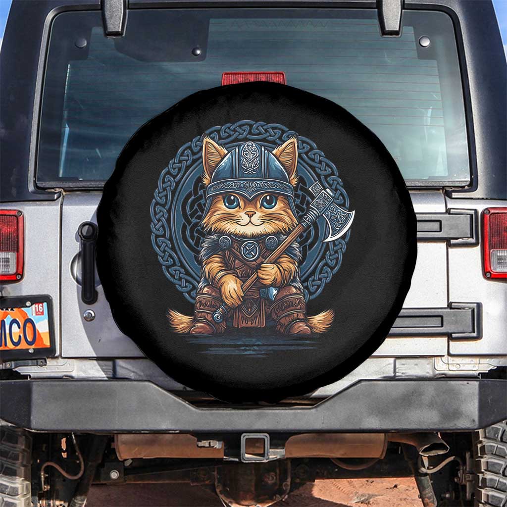 Nordic Norse Viking Cat Warrior Spare Tire Cover TS09 No hole Black Print Your Wear