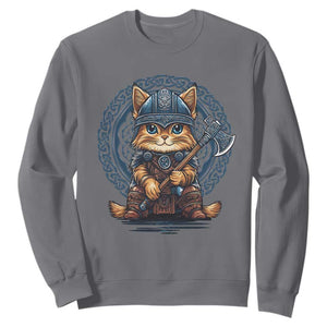 Nordic Norse Viking Cat Warrior Sweatshirt TS09 Charcoal Print Your Wear