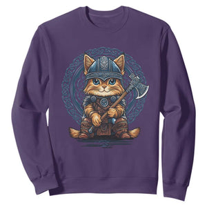 Nordic Norse Viking Cat Warrior Sweatshirt TS09 Purple Print Your Wear