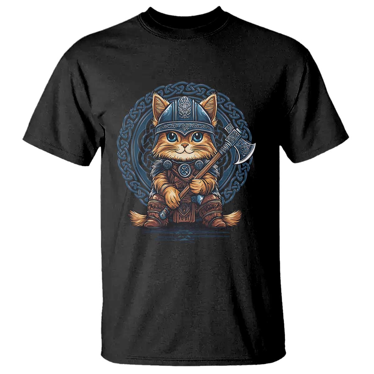 Nordic Norse Viking Cat Warrior T Shirt TS09 Black Print Your Wear