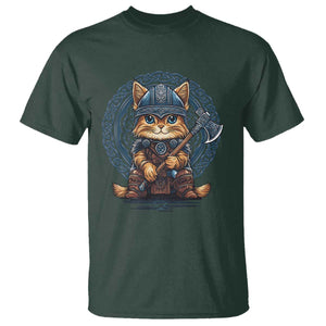 Nordic Norse Viking Cat Warrior T Shirt TS09 Dark Forest Green Print Your Wear