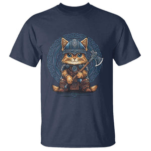 Nordic Norse Viking Cat Warrior T Shirt TS09 Navy Print Your Wear