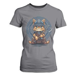 Nordic Norse Viking Cat Warrior T Shirt For Women TS09 Charcoal Print Your Wear