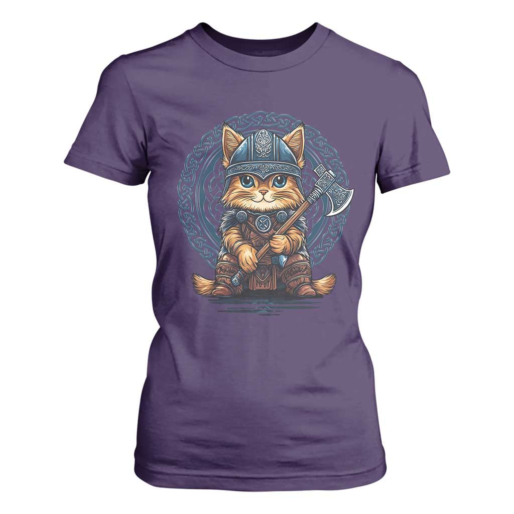 Nordic Norse Viking Cat Warrior T Shirt For Women TS09 Purple Print Your Wear