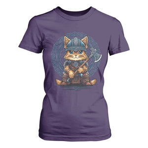 Nordic Norse Viking Cat Warrior T Shirt For Women TS09 Purple Print Your Wear