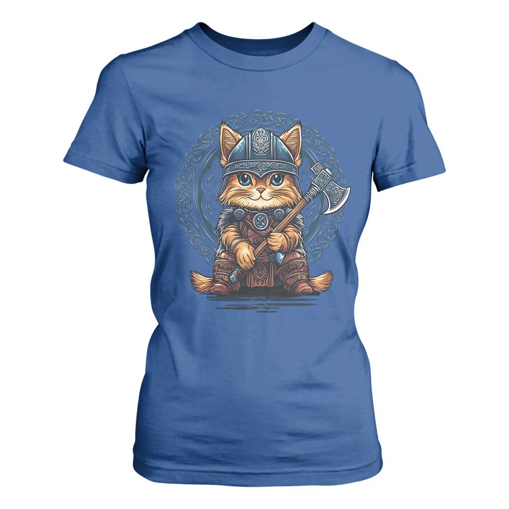 Nordic Norse Viking Cat Warrior T Shirt For Women TS09 Royal Blue Print Your Wear