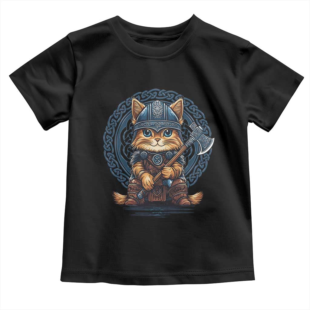 Nordic Norse Viking Cat Warrior Toddler T Shirt TS09 Black Print Your Wear