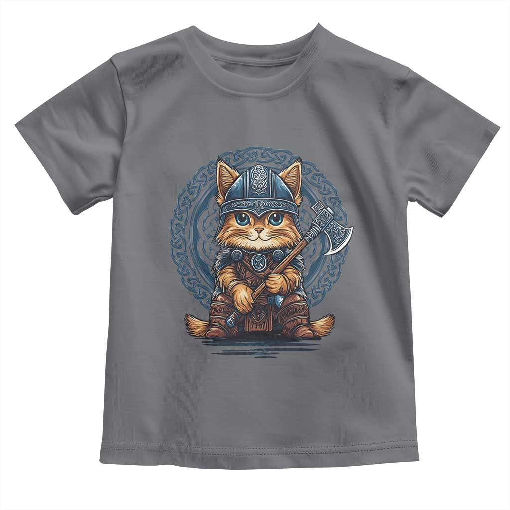 Nordic Norse Viking Cat Warrior Toddler T Shirt TS09 Charcoal Print Your Wear