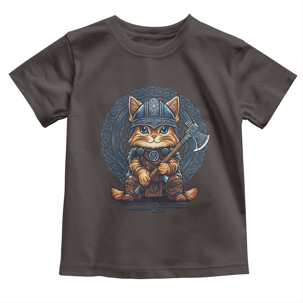 Nordic Norse Viking Cat Warrior Toddler T Shirt TS09 Dark Chocolate Print Your Wear