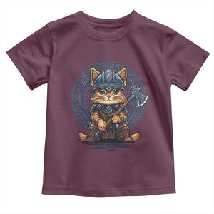 Nordic Norse Viking Cat Warrior Toddler T Shirt TS09 Maroon Print Your Wear