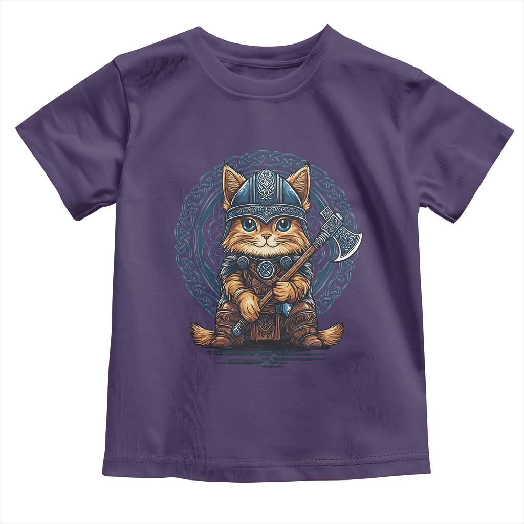Nordic Norse Viking Cat Warrior Toddler T Shirt TS09 Purple Print Your Wear
