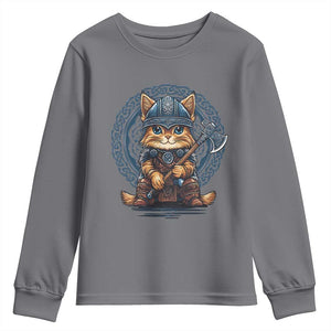 Nordic Norse Viking Cat Warrior Youth Sweatshirt TS09 Charcoal Print Your Wear