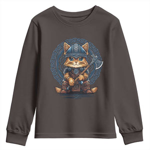 Nordic Norse Viking Cat Warrior Youth Sweatshirt TS09 Dark Chocolate Print Your Wear