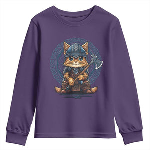 Nordic Norse Viking Cat Warrior Youth Sweatshirt TS09 Purple Print Your Wear