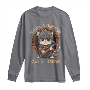 Viking Cat Long Sleeve Shirt Norse Mythology Cat Warrior TS09 Charcoal Print Your Wear