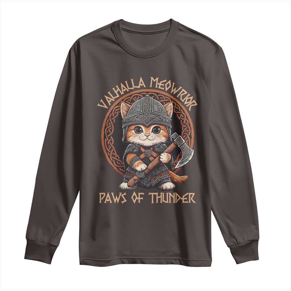 Viking Cat Long Sleeve Shirt Norse Mythology Cat Warrior TS09 Dark Chocolate Print Your Wear