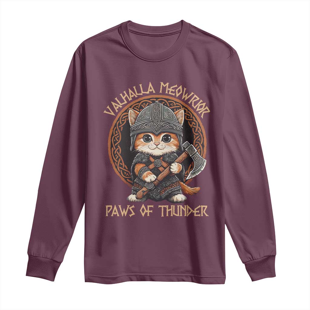 Viking Cat Long Sleeve Shirt Norse Mythology Cat Warrior TS09 Maroon Print Your Wear