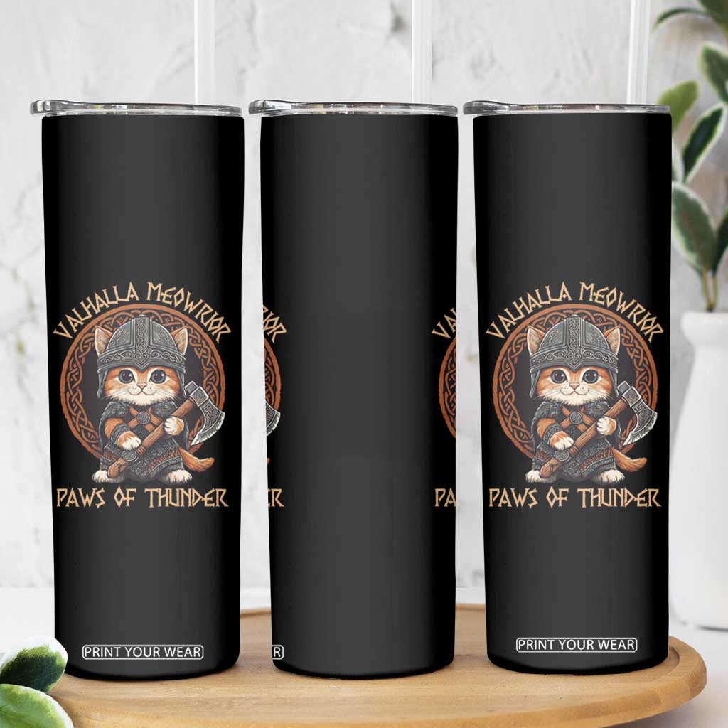 Viking Cat Skinny Tumbler Norse Mythology Cat Warrior TS09 Print Your Wear