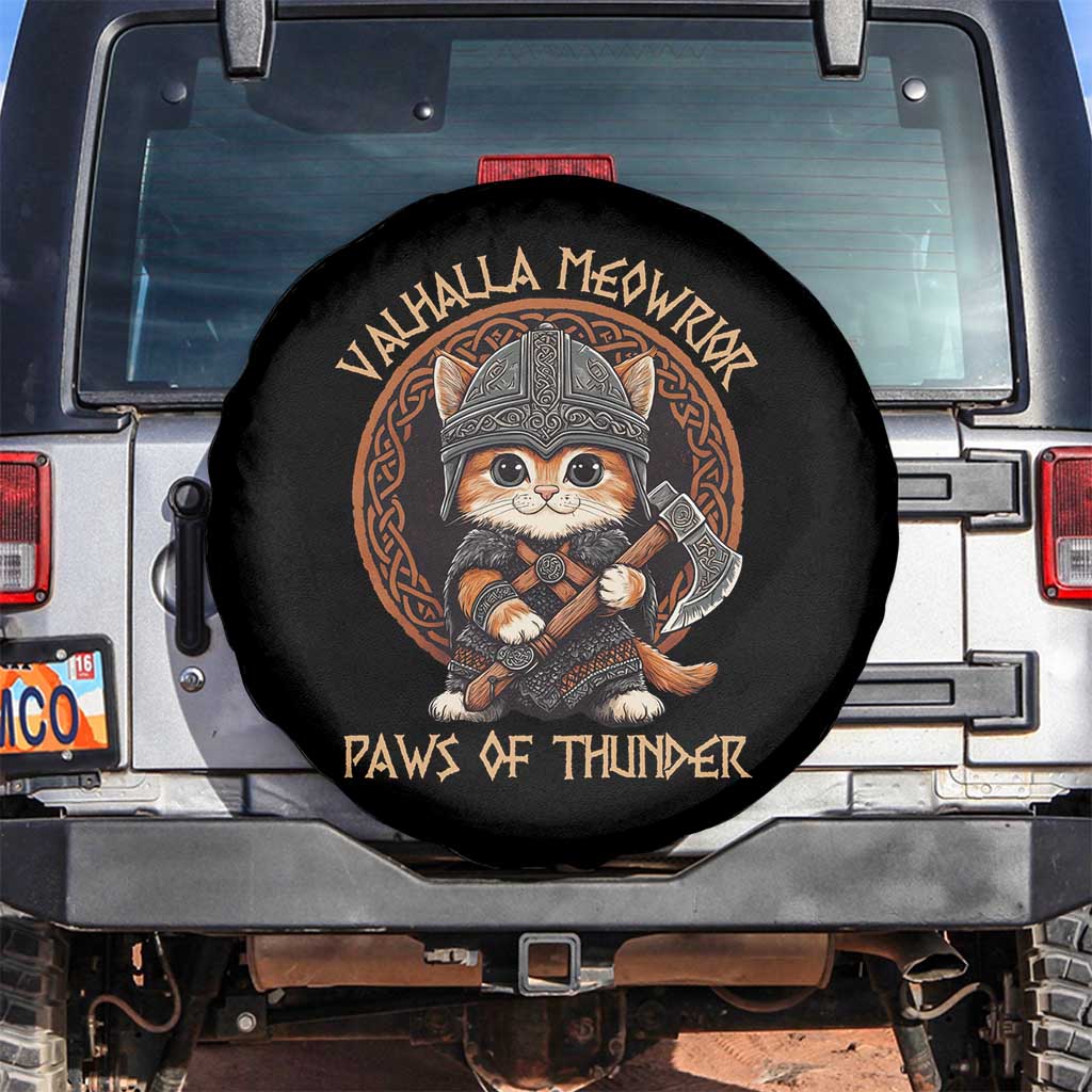 Viking Cat Spare Tire Cover Norse Mythology Cat Warrior TS09 No hole Black Print Your Wear