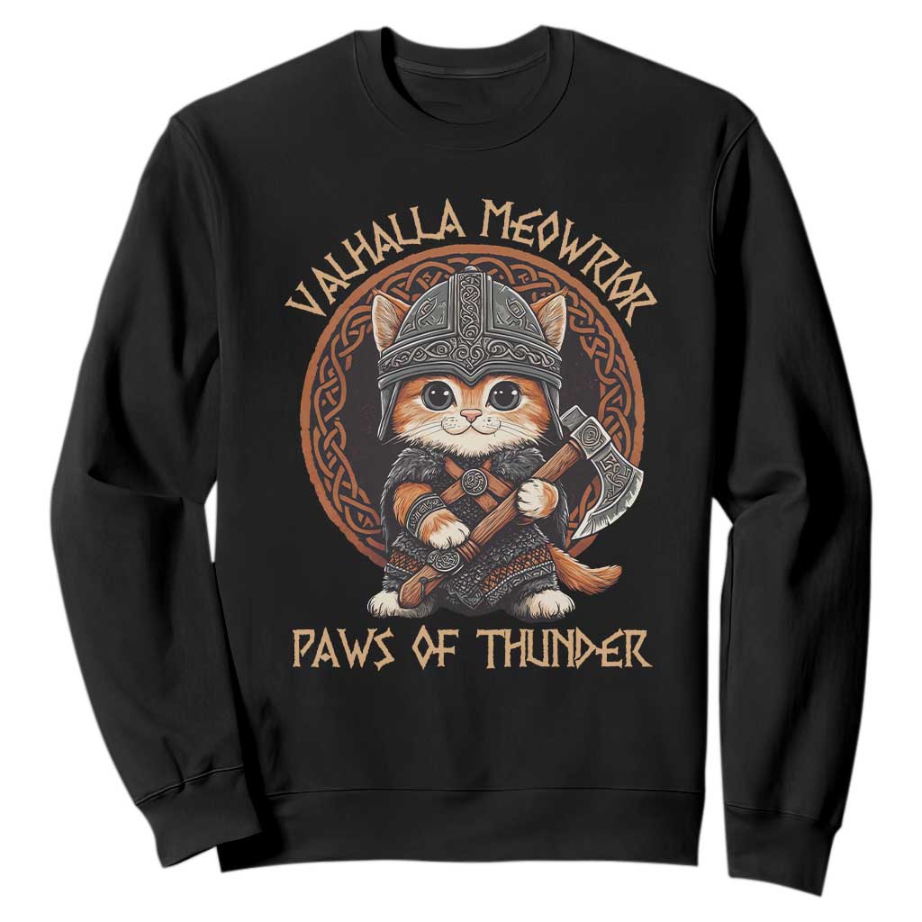 Viking Cat Sweatshirt Norse Mythology Cat Warrior TS09 Black Print Your Wear