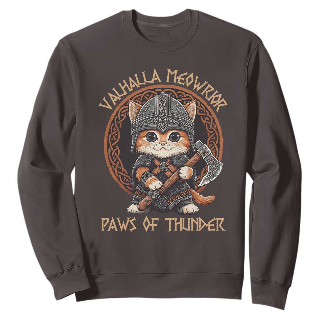 Viking Cat Sweatshirt Norse Mythology Cat Warrior TS09 Dark Chocolate Print Your Wear