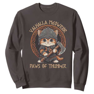 Viking Cat Sweatshirt Norse Mythology Cat Warrior TS09 Dark Chocolate Print Your Wear