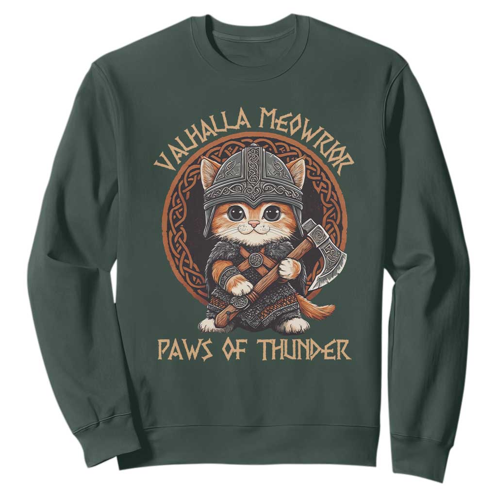Viking Cat Sweatshirt Norse Mythology Cat Warrior TS09 Dark Forest Green Print Your Wear