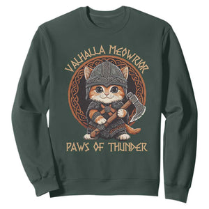Viking Cat Sweatshirt Norse Mythology Cat Warrior TS09 Dark Forest Green Print Your Wear
